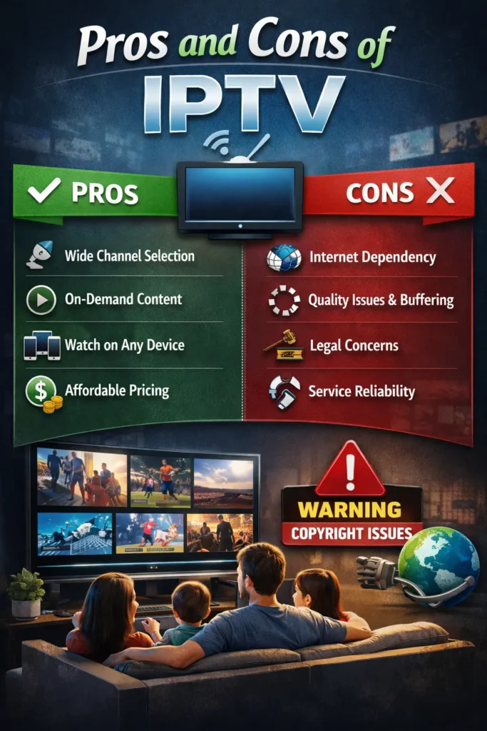 Diagram explaining whether IPTV is legal in the United States and how licensed IPTV services work
